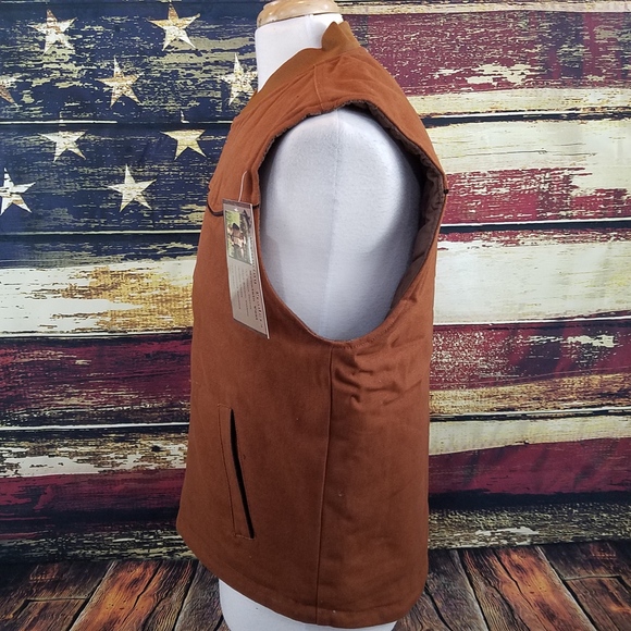 WYOMING TRADERS INSULATED MOUNTAIN CANVAS COWBOY VEST - CINNAMON - Picture 6 of 8